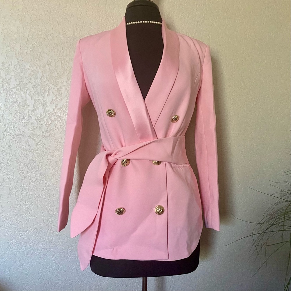 PRETTY BUBBLE GUM PINK BLAZER WITH SASH